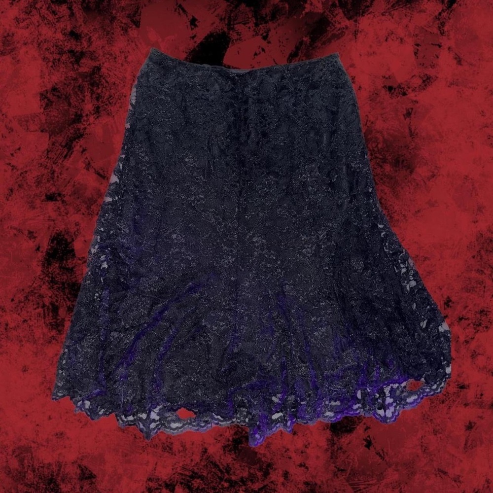 gothic black lace midi skirt